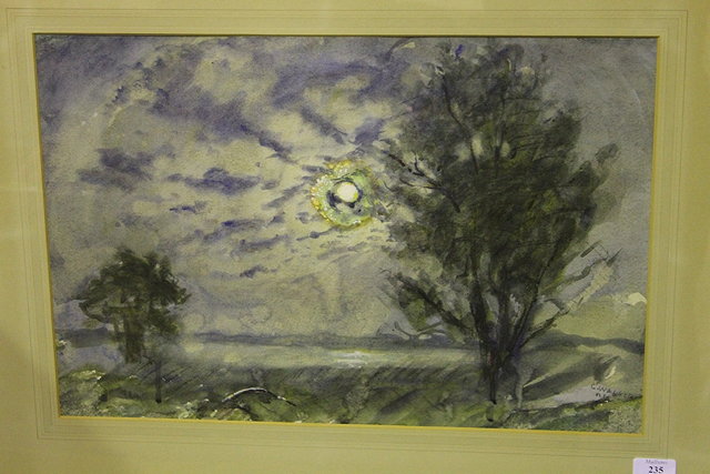 Appraisal: Leonard Walker British - Blue moon signed titled verso watercolour