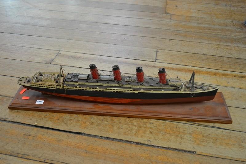 Appraisal: SMALL MODEL SHIP MOUNTED ON WOODEN BASE