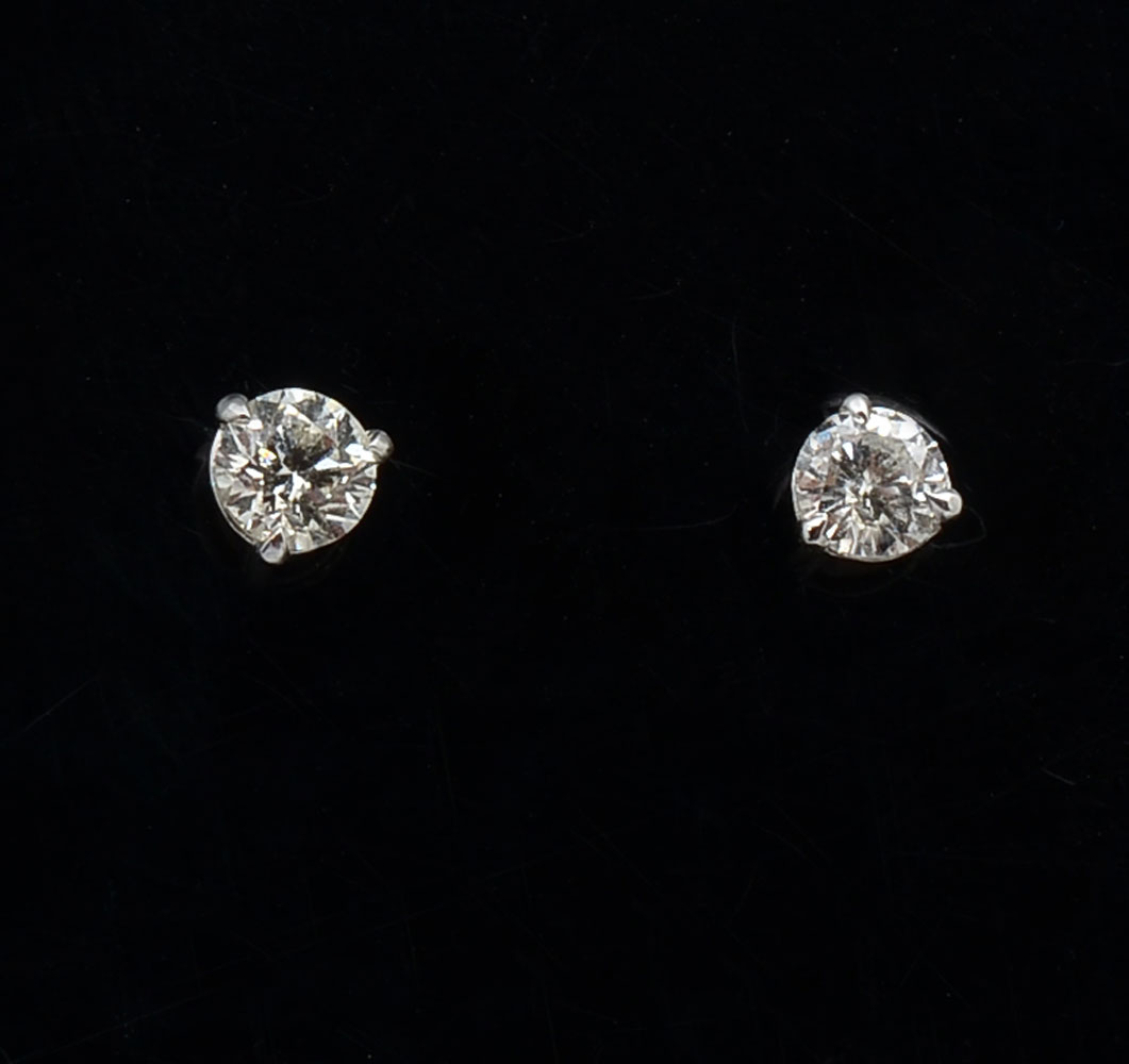 Appraisal: K WHITE GOLD MARTINI SET DIAMOND STUD EARRINGS CTW round