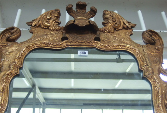 Appraisal: A George II gilt framed pier glass the crest centred