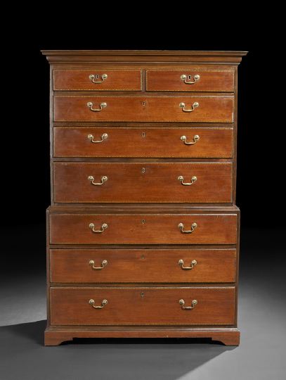 Appraisal: George III Mahogany Chest-on-Chest fourth quarter th century the molded