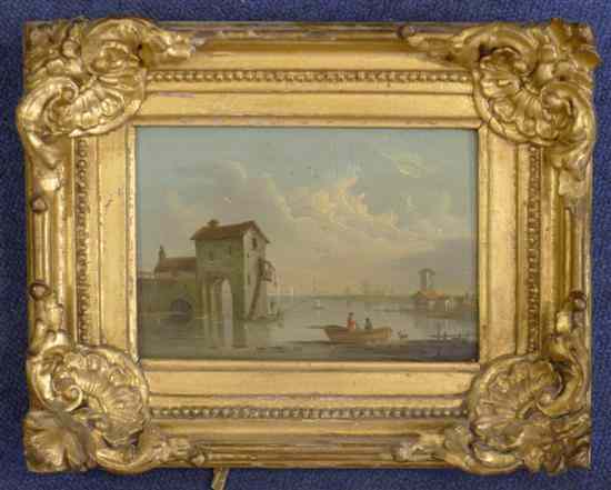 Appraisal: th century Dutch School oil on panel Harbour scene x