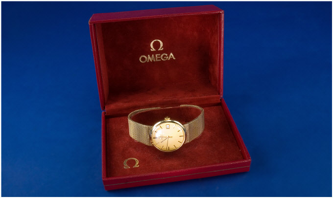 Appraisal: ct Gold Omega Gents Wristwatch Gold Coloured Dial With Gilt