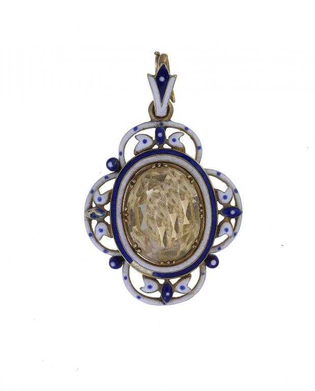 Appraisal: A VICTORIAN YELLOW STONE AND GOLD AND BLUE AND WHITE