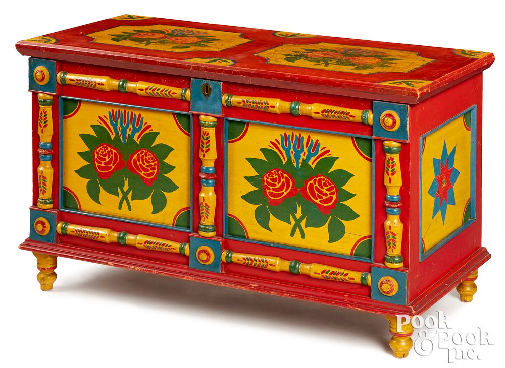 Appraisal: Important York County PA painted blanket chest Important Vibrant York