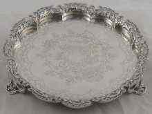 Appraisal: A Portuguese silver waiter with pierced lobed gallery assayed Oporto