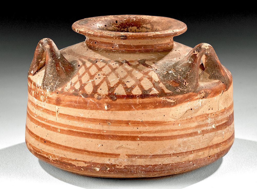 Appraisal: Mycenaean Squat Pyxis ex-Museum ex-Royal Athena Ancient Greece Mycenaean Period