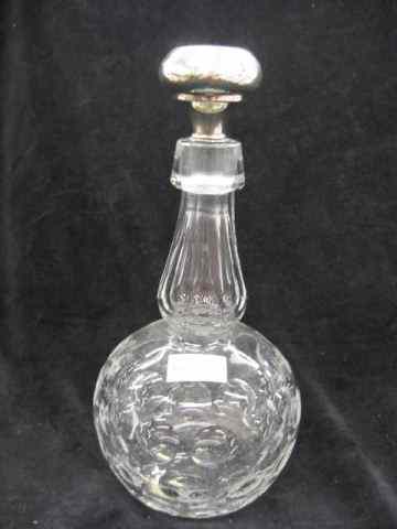 Appraisal: Hawkes Cut Glass Decanter with Sterlingstopper coin spot style decoration