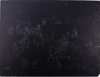 Appraisal: Kristians Tonny Dutch Surrealist line drawing depicting an attack upon