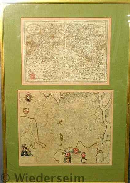 Appraisal: Framed and matted collection of two hand-colored maps of the