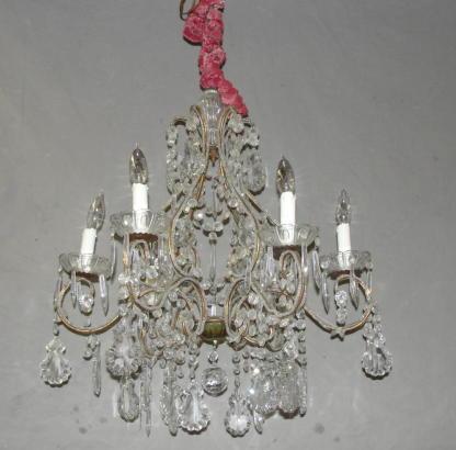 Appraisal: Beaded and Crystal Chandelier From a Larchmont home Dimensions h