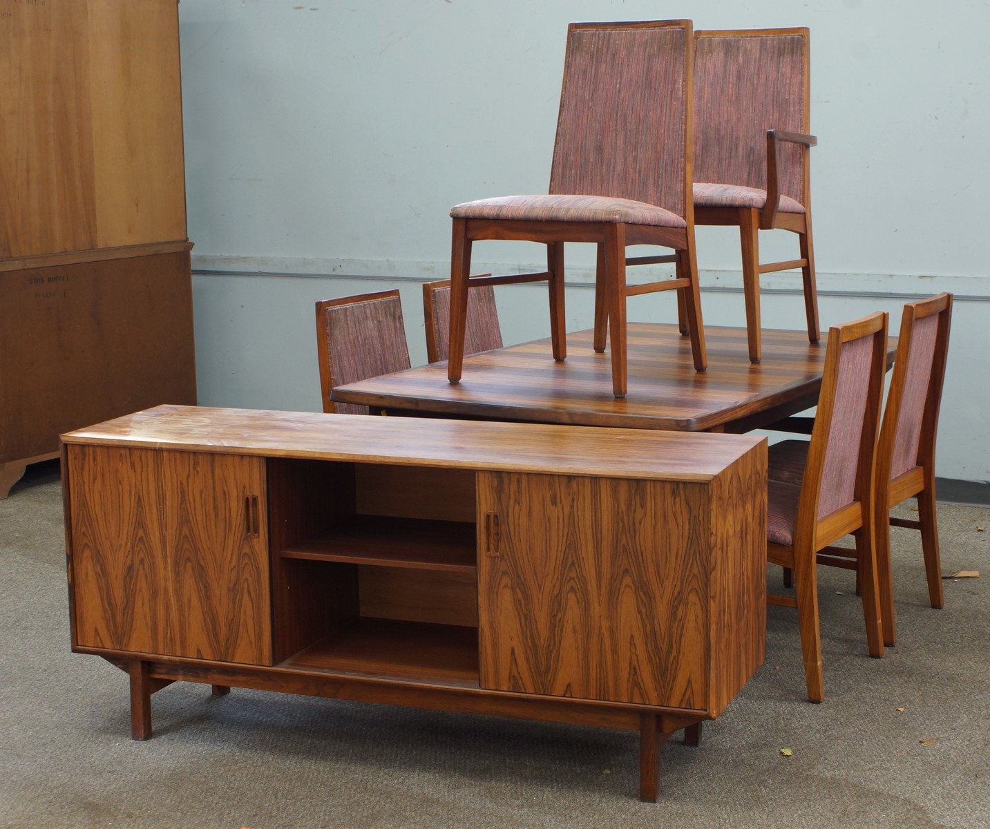 Appraisal: PC Dyrlund Danish Modern Dining Room Set table with secret