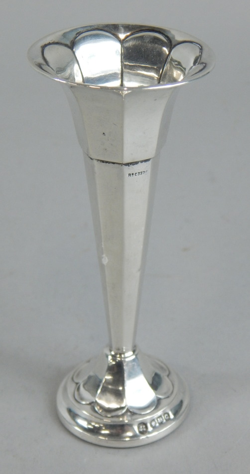 Appraisal: A George V silver specimen vase of tapering form with