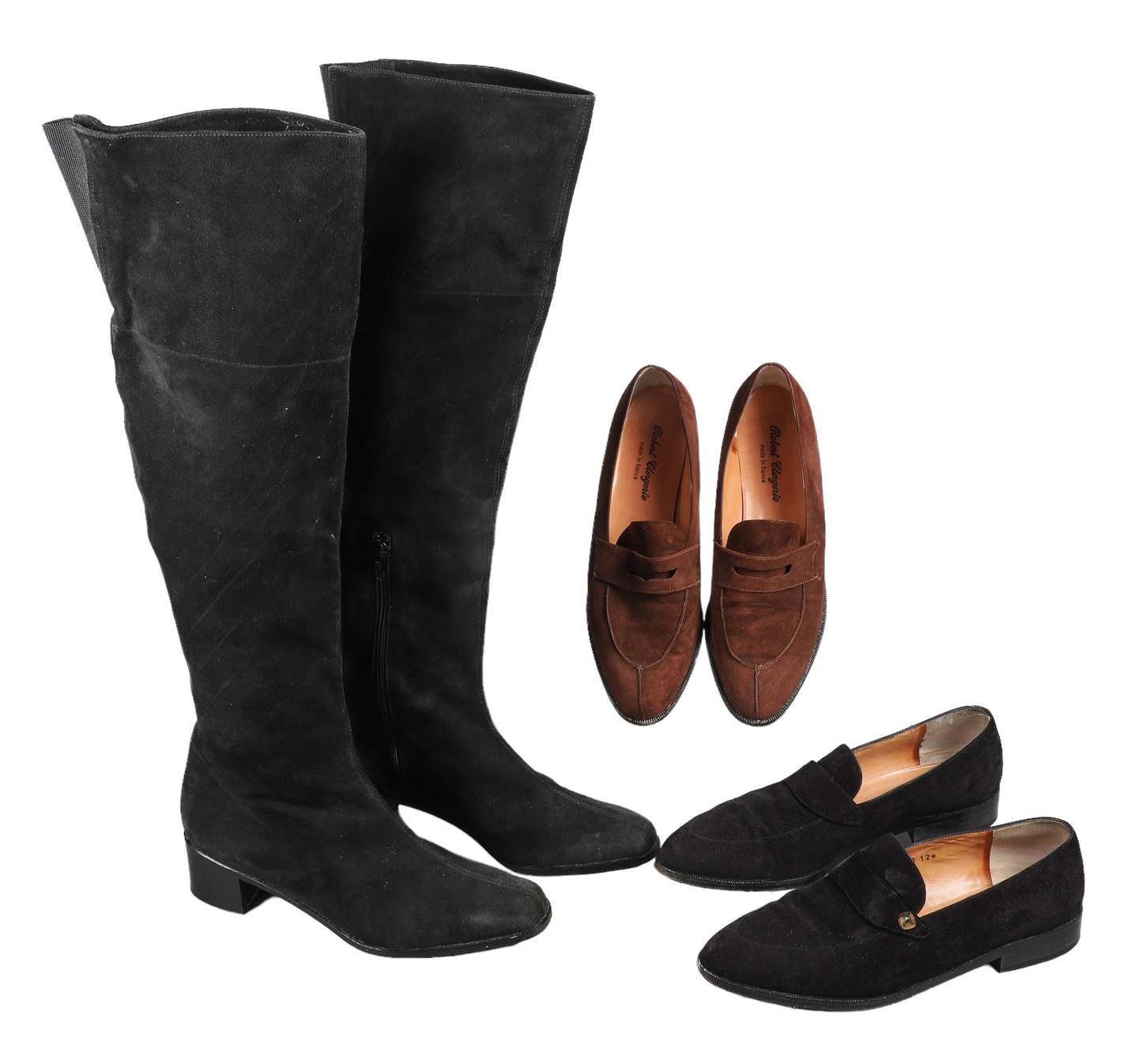 Appraisal: Pairs ladies boots and loafers to include black suede over