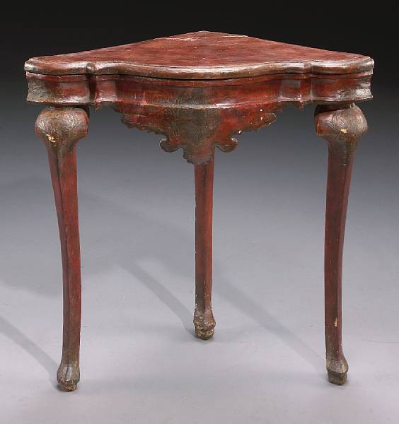 Appraisal: An Italian Rococo style painted corner table second half th