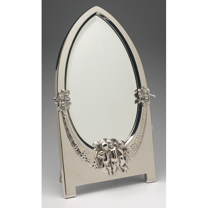 Appraisal: WMF mirror marquis shape in silverplatedbrass with applied floral clusterson