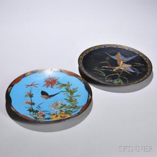 Appraisal: Two Cloisonne Chargers Japan th th century slightly concave dish-shape