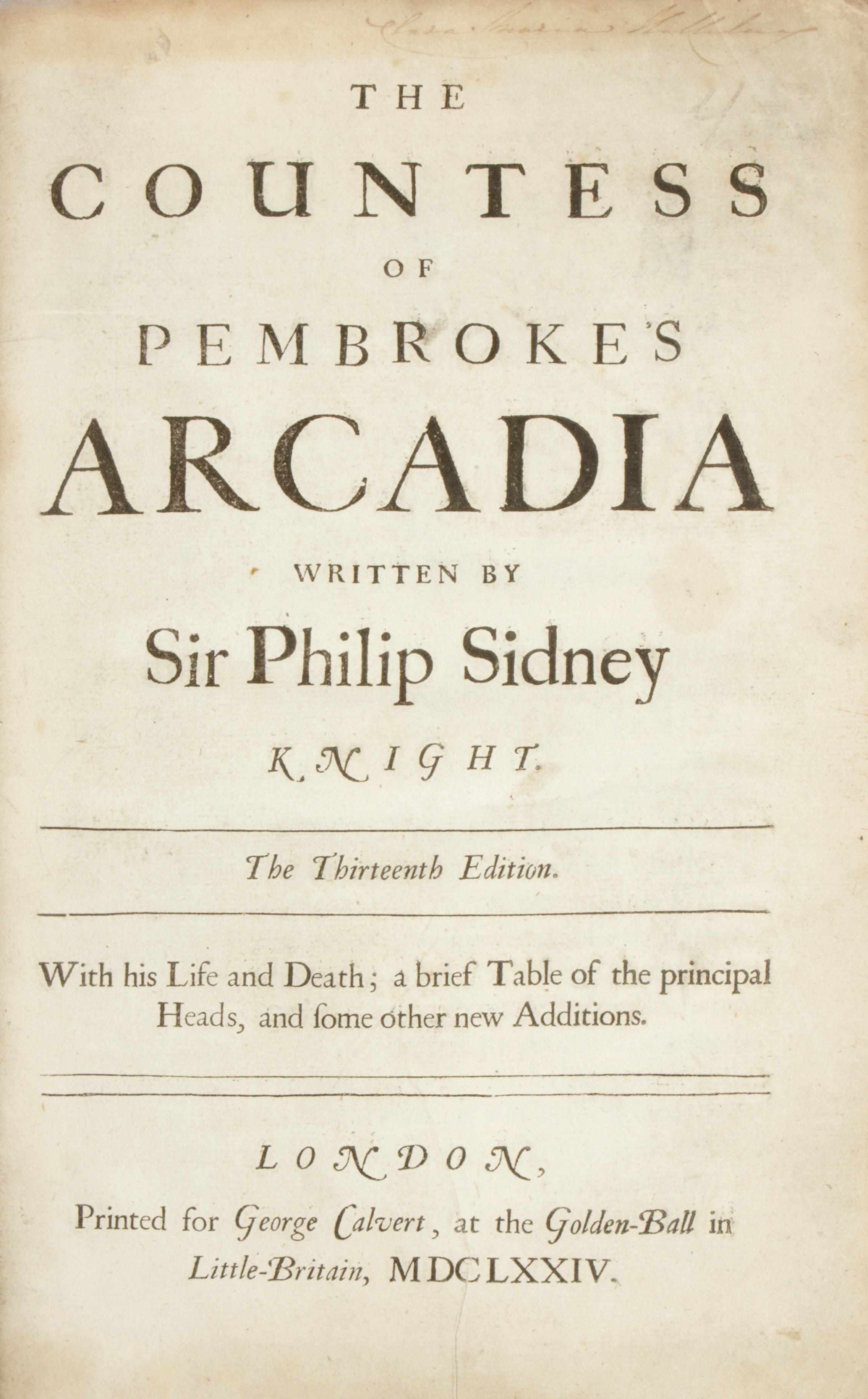 Appraisal: SIDNEY PHILIP SIR The Countess of Pembroke's Arcadia London George