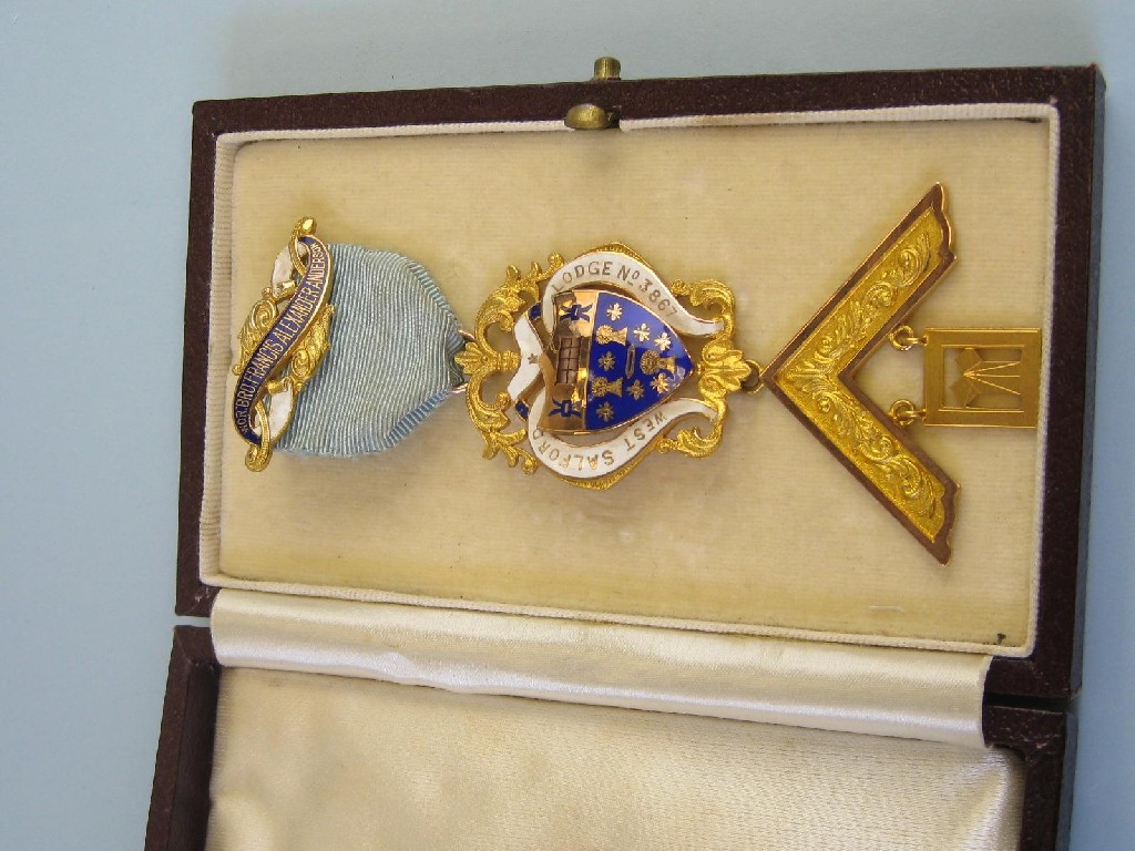 Appraisal: A Masonic Medal West Salford Lodge No blue and white