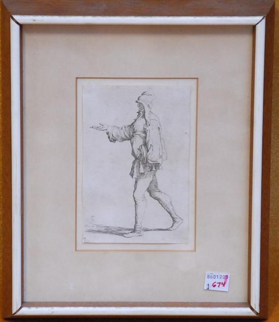 Appraisal: R S Engraving A Striding Man in Medieval Garb Unsigned