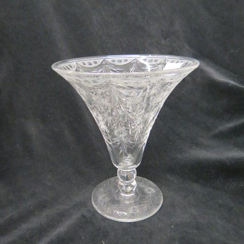 Appraisal: Engraved Cut Glass Vase attributed to Pairpoint floral drapery style