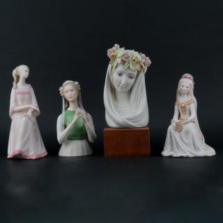 Appraisal: Grouping of Four Polychrome Porcelain Figurines Grouping of Four Polychrome