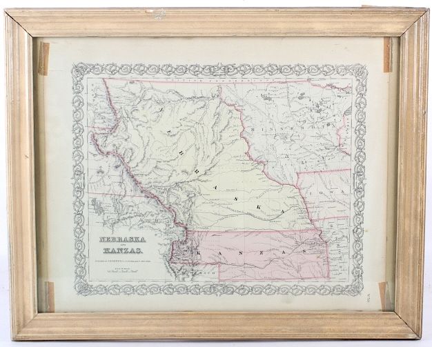 Appraisal: J H Colton Kansas Nebraska Hand Tinted Map This is