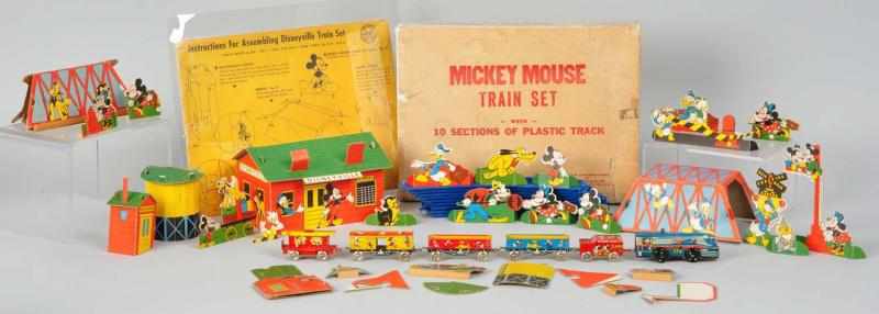 Appraisal: Tin Litho Marx Mickey Mouse Wind-Up Train Set Description American