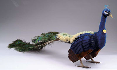 Appraisal: GENUINE STEIFF LIFE-SIZE PEACOCK This life-size figure with molded feet