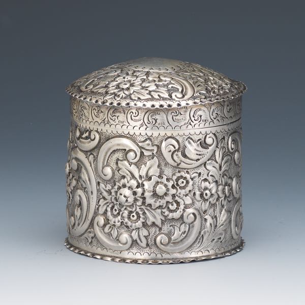 Appraisal: STERLING SILVER LIDDED CADDY BIRMINGHAM BY DEAKIN FRANCIS LTD x