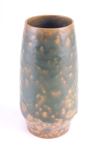 Appraisal: FREDERICK RHEAD SANTA BARBARA Tapering vase covered in green semi-matte