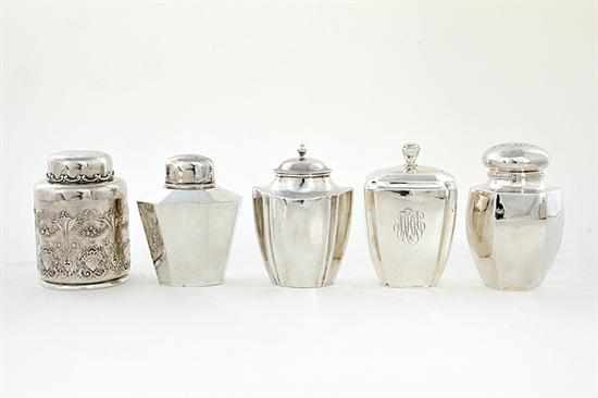 Appraisal: Whiting sterling tea caddies for various retailers New York first