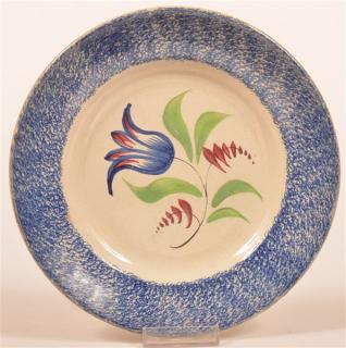 Appraisal: Blue Spatter Ironstone China Tulip Pattern Plate Blue and red