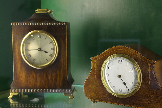 Appraisal: AN EDWARDIAN MAHOGANY AND INLAID MANTEL CLOCK and one other