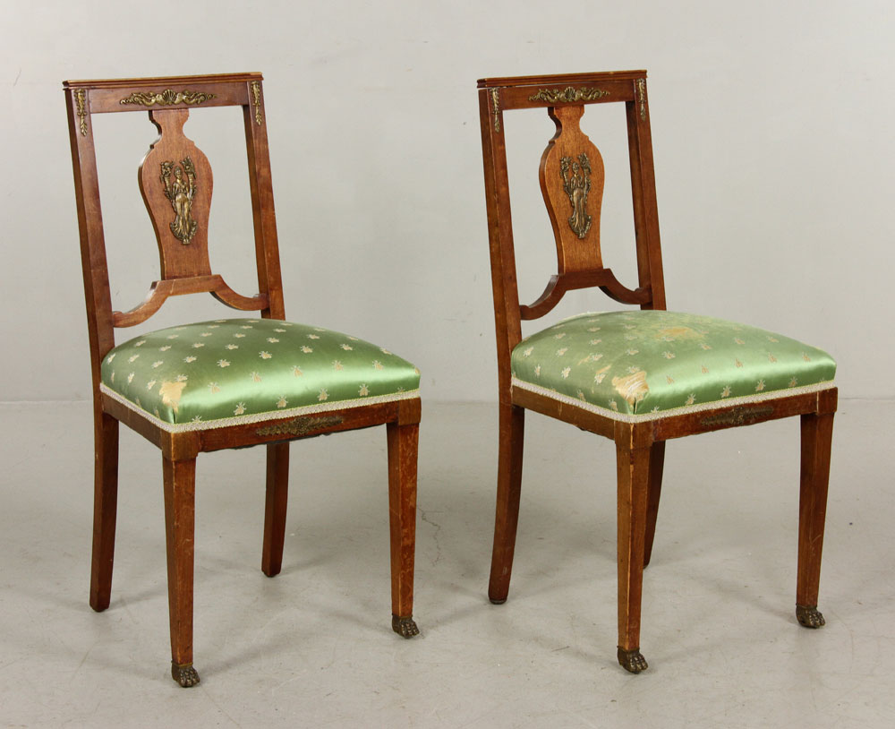 Appraisal: - Pair French Empire Style Chairs Pair Of French Empire