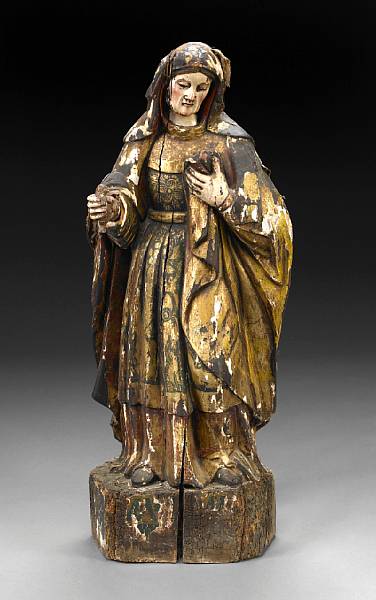 Appraisal: th century Depicted standing robed gathering up her mantle in