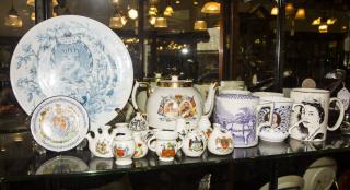 Appraisal: English Royalty China Plate Plate Miniatures H Teapot Cups and