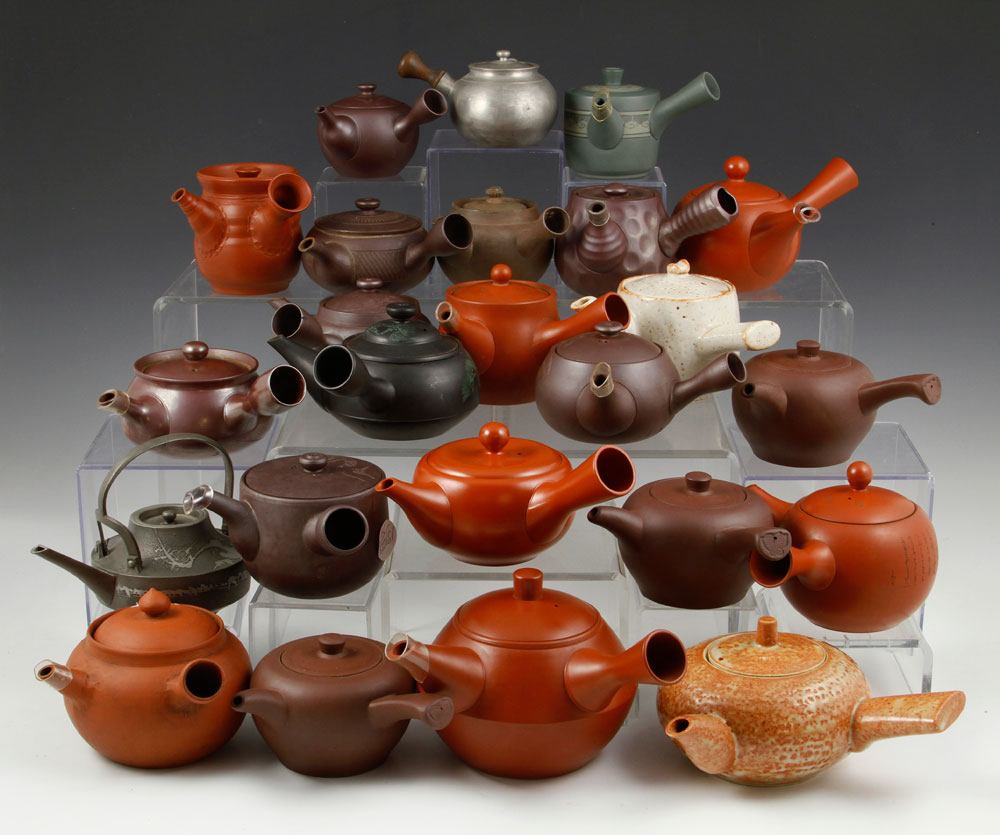 Appraisal: - Japanese Teapots Lot of twenty-four Japanese teapots largest h