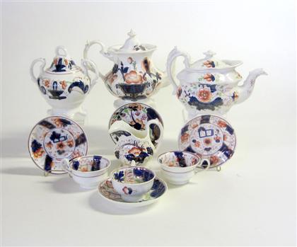 Appraisal: Collection of Gaudy Welsh tablewares England mid th century Comprising