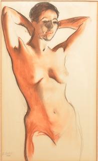 Appraisal: E Shinn Watercolor Portrait of a Nude Watercolor and Pastel