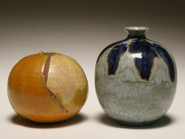 Appraisal: Two Japanese modern art pottery vases one in a mottled