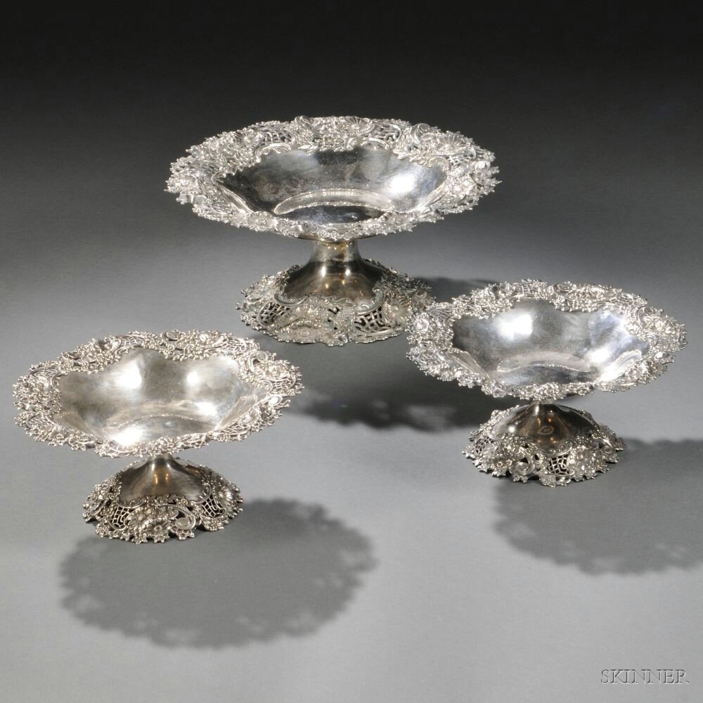 Appraisal: Three Redlich Co Sterling Silver Compotes New York late th