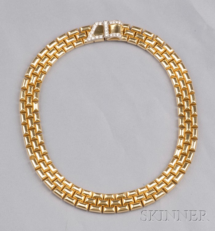 Appraisal: kt Gold and Diamond Necklace designed as a strap of