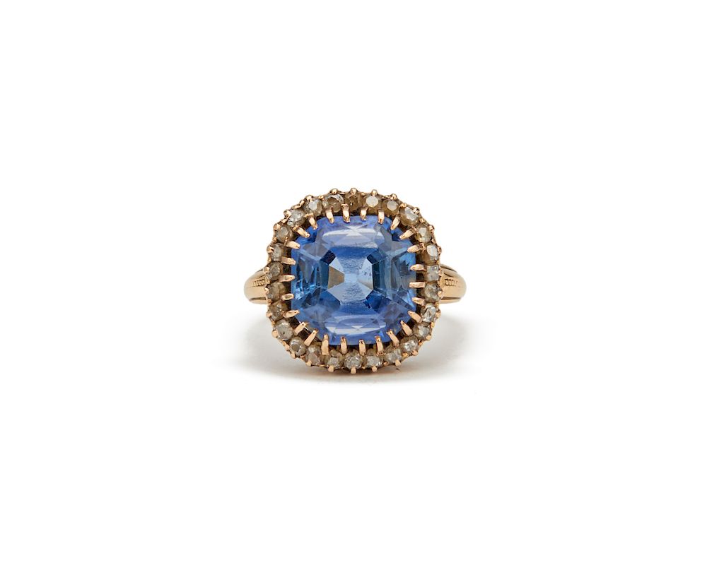 Appraisal: K Gold Sapphire and Diamond Ring K Gold Sapphire and