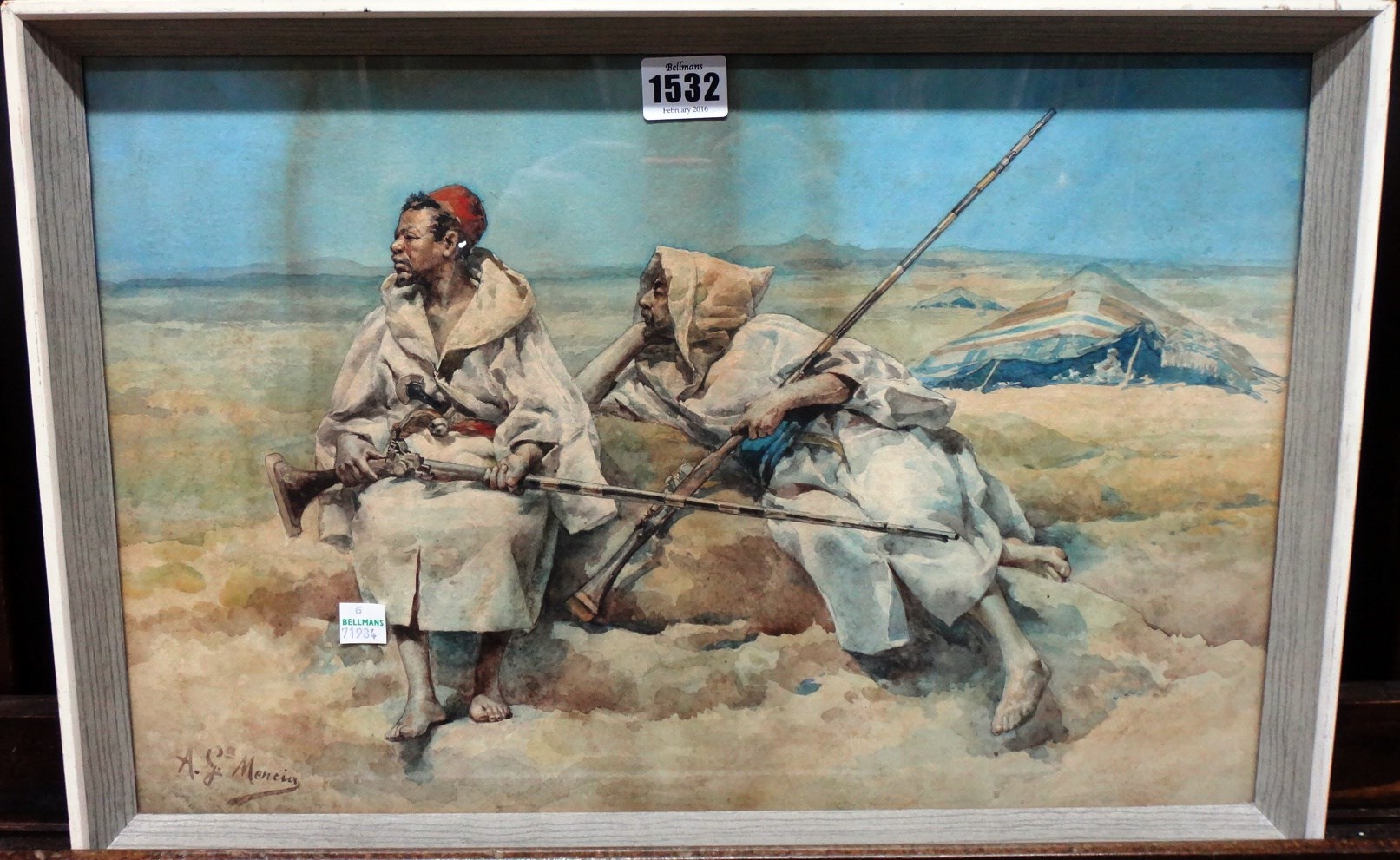 Appraisal: Antonio Garcia y Mencia - Moorish soldiers watercolour signed cm