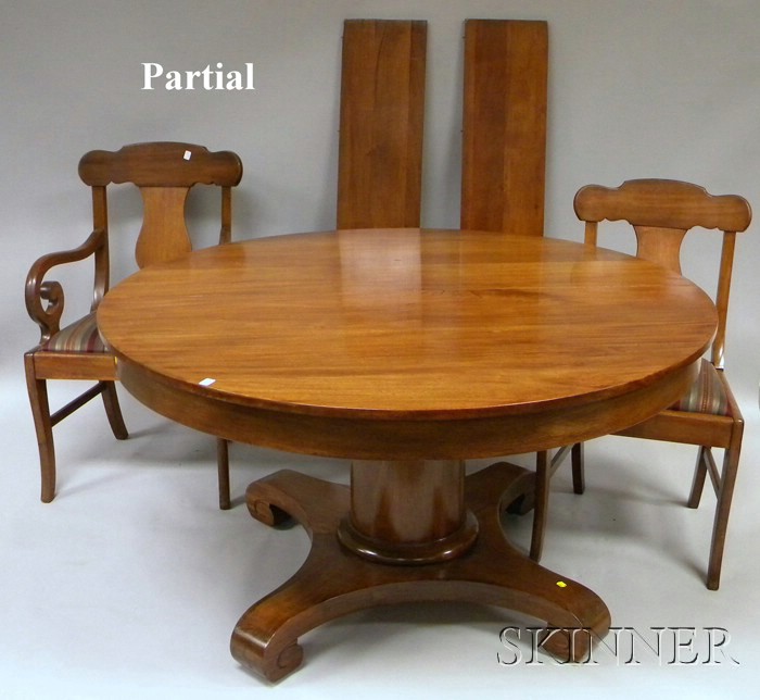 Appraisal: Empire-style Circular Mahogany Pedestal-base Dining Table and a Set of