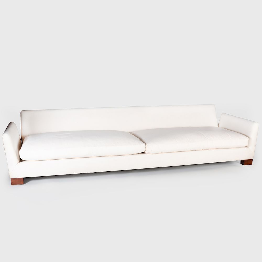 Appraisal: Modern White Muslin Upholstered Sofa Attributed to Billy Haines x