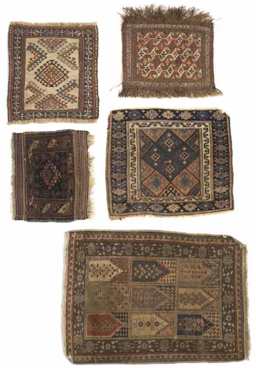 Appraisal: Group of five oriental mats largest - ' x '