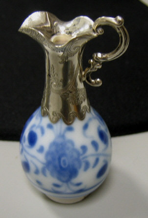 Appraisal: BRISTOL PORCELAIN MINIATURE VASE - Blue floral and bird decoration