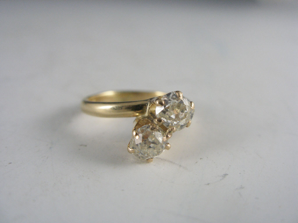 Appraisal: K Yellow Gold Two Stone Diamond Ring two old mine